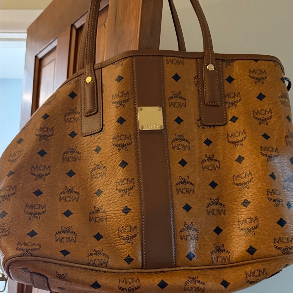 MCM Brown Visetos Patterned Tote